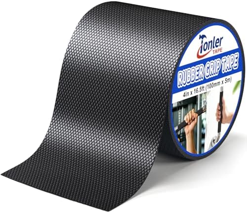 Ultra-Thin Black Anti-Slip Rubber Grip Tape 4" x 16.5FT Strong Adhesive | Ultra-thin textured non-slip pad for handles, waterproof heat resistant, firm adhesion, easy to cut and apply