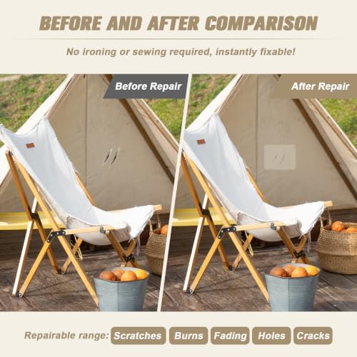 OAZ 4 x 79 inch Clear Waterproof Tent Repair Tape Fabric Patch Self-Adhesive Rv Awning Repair Tape Heavy Duty Outdoor Gear Patch Kit for Boat Cover Sun Shade Tarp Pop Up Camper (Clear)