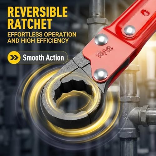 moniko Angle Stop Wrench Kit, Double Ended Pipe Wrench Set, #45 Carbon Steel Plumbing Wrench for Installing Compression Angle Stop & Removing Compression Ring in Tight Bathroom Kitchen Spaces