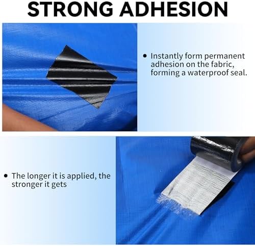 RV Awning Repair Tape: 3" x 30FT Black Fabric Heavy Duty Waterproof Patch Kit for Sail Tent Boat Cover Outdoor Repair