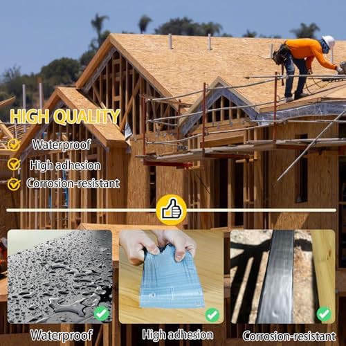 Black Joist Tape for Decking,0.7mmx4inx50ft,4-Pack,Anti-Corrosion,Weather-Resistant Butyl,Flashing Tape for Deck,Joist,Roofs Beams,RV,Doors,and Fences,Waterproof Butyl sealant Joist Tapes