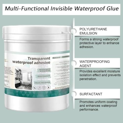 Transparent Waterproof Coating for Indoor & Outdoor, 5.29oz Waterproof Sealant Clear, Water-Based Invisible Leak Repair Glue for Roofs, Walls, Garden, Terraces, Cracks, Concrete, Wood (1PC)