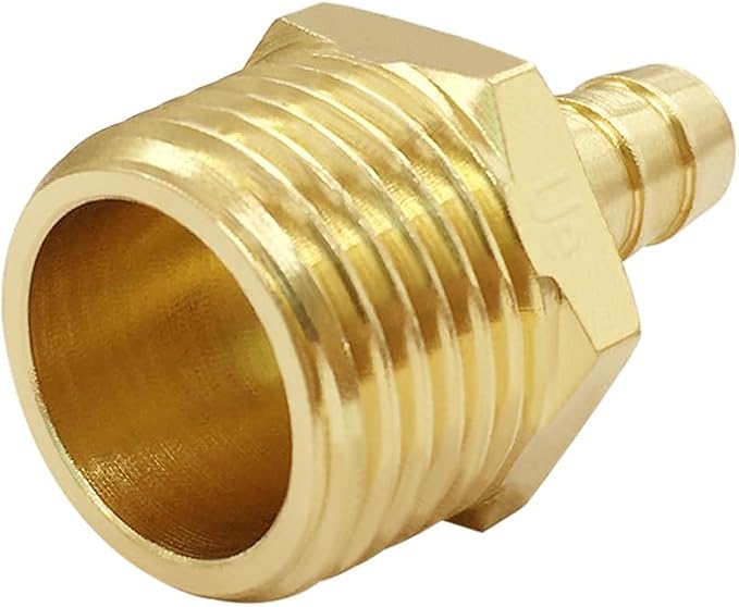 Uenede Brass 1/2" NPT Male to 3/8" Hose Barbed Fittings, 6PCS | Barb Pipe Fittings with Clamps Air Line Repair Connectors for Water Oil Gas