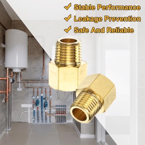 PATIKIL Brass Pipe Fitting, 1Pcs 1/4" NPT Male to 1/4" NPT Female Pipe Reducer Adapter Extension Connectors Brass Fittings for Water Gas Refrigeration