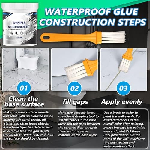 Transparent Waterproof & Leak-Proof Coating, Invisible Waterproof Agent, Transparent Waterproofing Leak Patch Paint, Invisible Waterproofing Sealant for Indoor & Outdoor (250g)