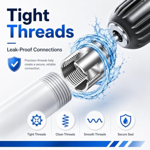 3PCS PVC Pipe Threader with Tape, Internal & External Pipe Threading Tool, Pipe Thread Cutting Tool for Drill, 1/2" 3/4" 1" NPT for PVC CPVC ABS Pipes, Thread Repair, DIY home, Garden Irrigation