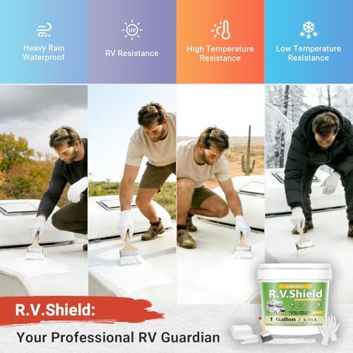 RV Roof Coating White– Self Leveling Elastomeric Rubber Sealant, Waterproof Cool Roof Solar Reflective Paint for Camper, Trailer, Motorhome, Metal Building & Leak Repair