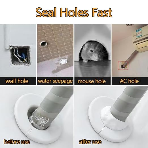 Pack of 8 Waterproof White Sealing Putty - Sealing Clay Sealant Mastic Duct Seal Repair Professional Strength Fast-Setting for Pipes, Wall Holes, Air Conditioning Hole, Drain Connection
