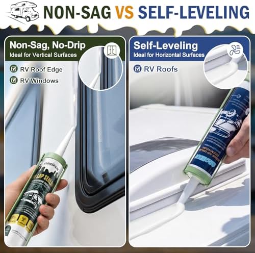 Non-Leveling RV Roof Sealant, Lap Sealant for RV Roofs, Windows, Skylight, Non-Sag RV Roof Sealant, Waterproof Clear RV Sealant, RV Caulking Sealant for Vertical Surface Leak Repair