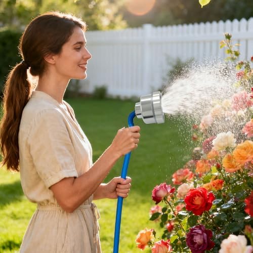 2000 Holes Water Nozzle, 3/4 Inch Aluminium Alloy, 1 Pack | Water Hose Nozzle, PTFE Thread Seal Tape, High Pressure Nozzle, Outdoor Garden/Tender Plants/Flowers/Greenhouse
