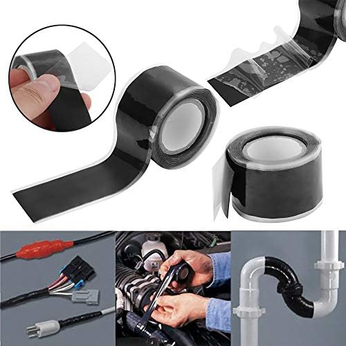 Self Fusing Silicone Tape 2.5cmx1.5m Waterproof Repair Tape for Air Hose Repair, PVC Pipe Repair, Leak Seal, Wire Insulation (Black)
