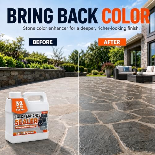 Wet Look Stone Sealer, 1 Quart, High Gloss Concrete Sealer & Color Enhancer