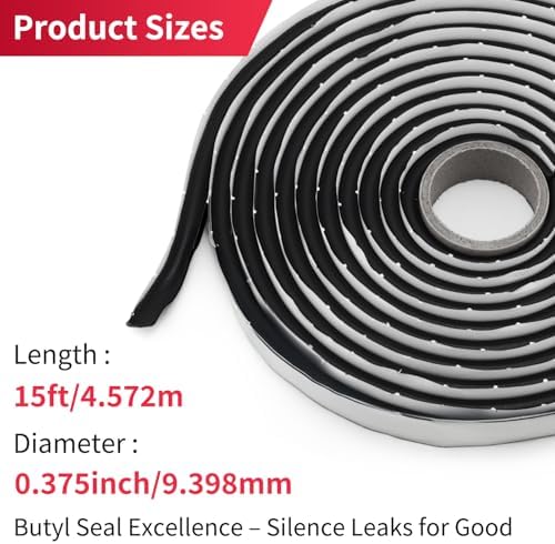 Butyl Tape, 15 FT x 3/8", Butyl Sealant Tape, 2 Rolls | Flexible Butyl Rubber Tape for RV, Trailer, Boat and Automotive Window, Roof, Door and Trim Sealing
