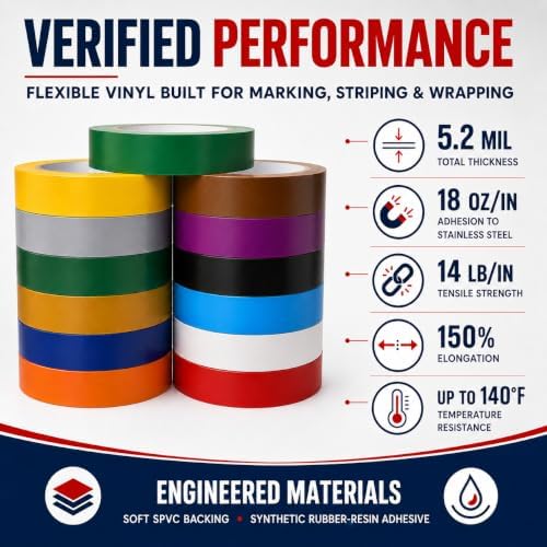 GGR Supplies CVT-536 Emerald Green Vinyl Floor Marking Tape, 4 x 36 Yards | Dance Floor Tape; Gym Lane Marking; Vehicle and Boat Pinstriping; Write-On Color Coding; Conformable, Water and Oil Resistant