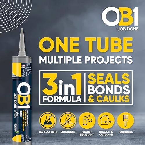 OB1 Universal Caulk Sealant & Adhesive Gray 10.1oz - 1 Cartridge