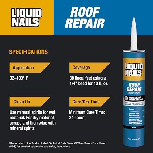 Liquid Nails Roof Repair 10.3 oz. Black Exterior Waterproofing Roof Adhesive, 12 Pack