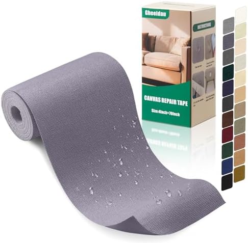 Gheeidau Canvas Repair Tape 4×70 Inch Waterproof Self-Adhesive Fabric Repair Patch for Repairing Boat Covers,Tents,Patio Umbrellas,Car Seats,Luggage,Sofas.(Grey1.0)