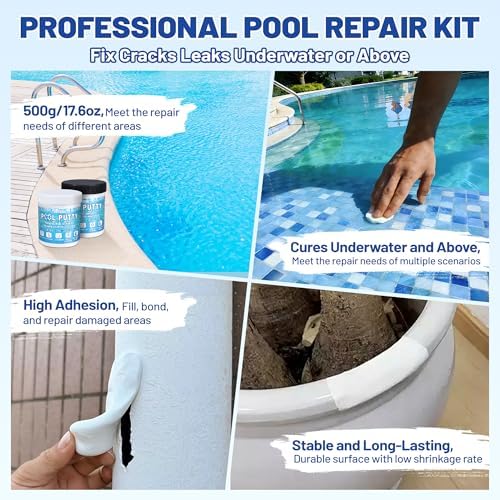 Pool Putty, 17.6oz/500g 2 Part Epoxy Pool Putty Crack Leak Filling & Repair