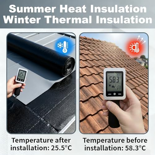 MYOYAY Self-Adhesive Rubber Roofing Membrane Roll, 39 in x 16.4 ft Waterproof Roof Repair Tape, Weatherproof Leak Patch Underlayment for Metal Roof Panels, House Porch & Shingle Roof Fix (Black)