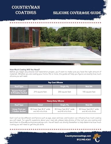 Countryman Coatings - 100% Silicone Roof Coating Restore Your Roof in a Day Seal Leaks, Cracks, Seams, Penetrations Adheres to All Surfaces (1 Quart, White) (Pack of 2)