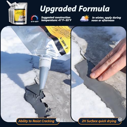 Concrete Crack Filler,5 LB High Elasticity Cement Crack Filler,Self-Leveling Quick-Drying & Waterproof Concrete Caulk,Concrete Repair for Driveway,Walkway,Patio,Joint,Indoor and Outdoor,Grey (80oz)