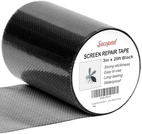 Secopad 3" x 240" (20FT) Screen Repair Tape, Screen Repair Kit, Black