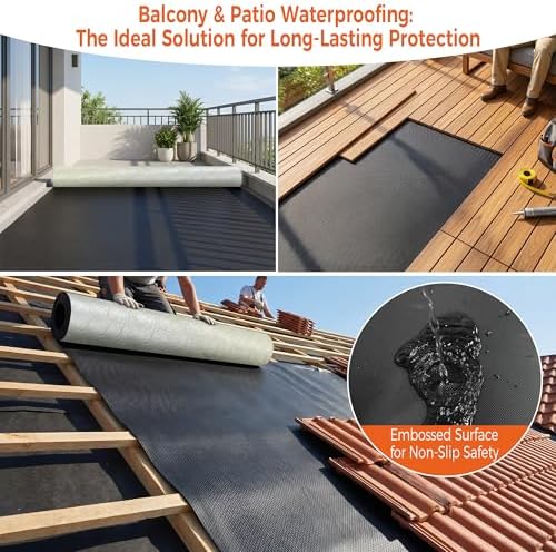 50mil EPDM Waterproofing Membrane for Roof Underlayment 32.8ft X 40in - Self-Adhesive Rubber Roofing Materials Heavy Duty Peel and Seal Roofing Roll for Patio, Rv, Metal Roof (Textured Surface)
