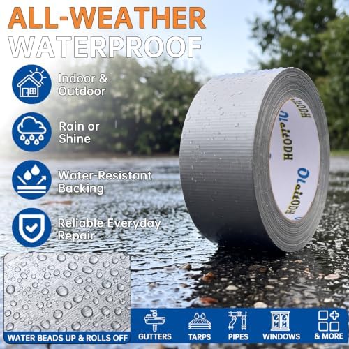 22 Pack Silver Duct Tape Bulk, 2 inch X 660 Yards, Heavy Duty Waterproof, Strong No Residue All-Weather Duct Tape, Tear by Hand, Multi-Use for Indoor & Outdoor Repairs, Industrial, Professional Use