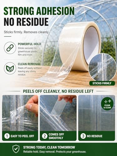 vensovo Greenhouse Covering Plastic Repair Tape - Heavy Duty Garden Green House Sheeting, Plastic Polyethylene Film Repair Tape (2"×164')