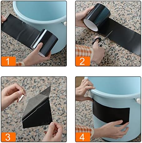 HARFINGTON Waterproof Patch Seal Tape 8" x5' Leak Repair Tape for Plastic Bucket/Basin Hoses Duct Pipes, Black