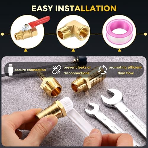 METALLIXITY 2PCS 1/4"FNPT x 1/4"MNPT 90 Degree Brass Barstock Street Elbow | Thread Brass Forged Pipe Fittings Adapters for Water Line, Tub Spout/Shower Head