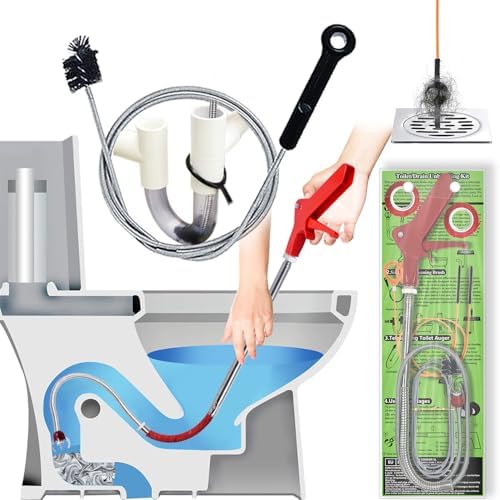 Toilet Auger/Snake Drain Clog Remover Tool Kit