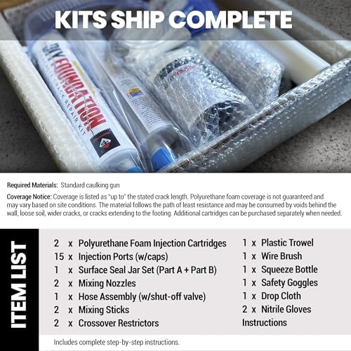 RadonSeal Complete DIY Foundation Crack Repair Kit, Urethane Sealant, 10 Ft