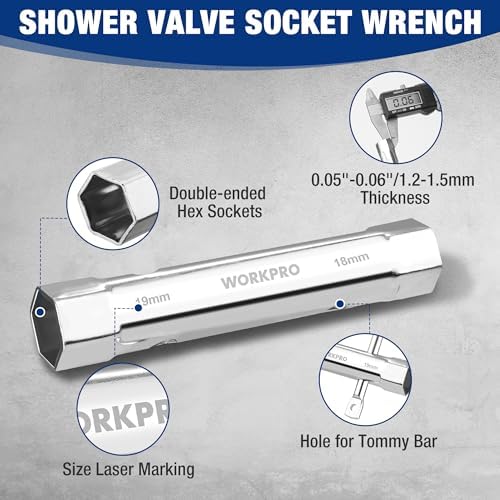 WORKPRO 9-Piece Shower Valve Socket Wrench Set with Bar Handle