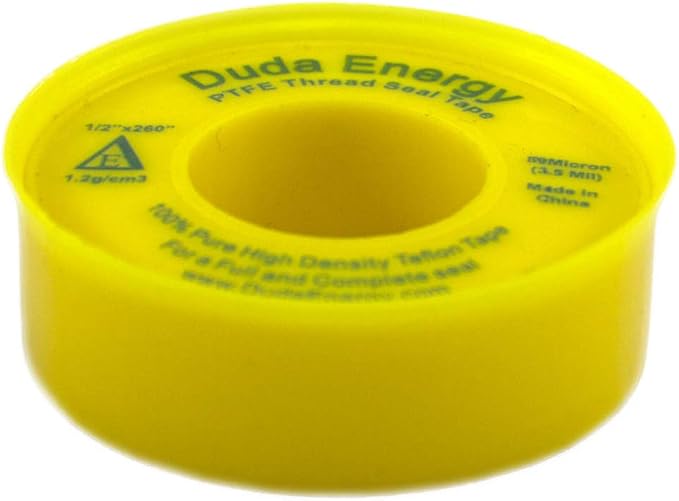 Duda Energy 5 Rolls of 1/2" x 260" Yellow Teflon Thread Seal Tape 1.2g/cm³, 89 Micron / 3.5 Mil, Pipe Sealant