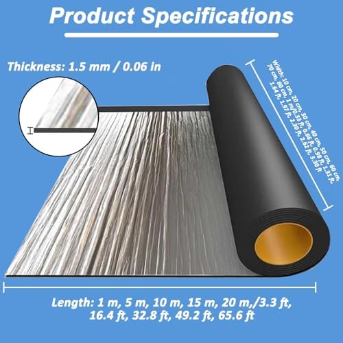 10-100cm Wide Asphalt Waterproof Repair Tape Membrane, Bitumen Roof Roofing Shingles Repair Sealant Tape Protector Underlayment Self-Adhesive Aluminum Flashing Roll for Leaks(1x15 m/3.3x49.2 ft)