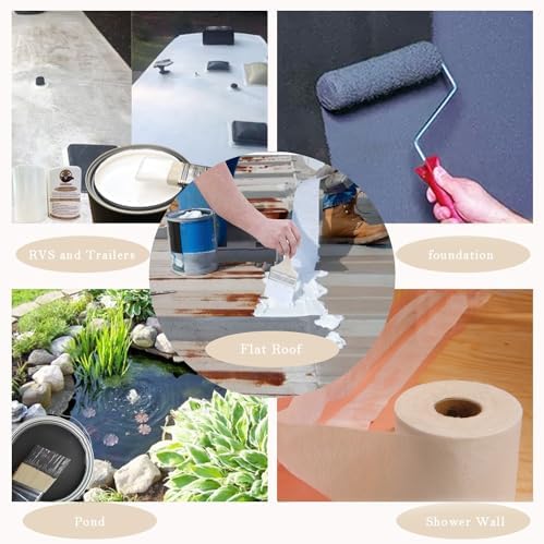 Coating Paint Partner 6 Inch X 75 Feet Waterproof Polyester reinforcing Soft Fabric Membrane to fix leaks Repair for RVS,Trailer,Shower,Wall,Roofs,Bathroom,Vent,Foundation,Pond