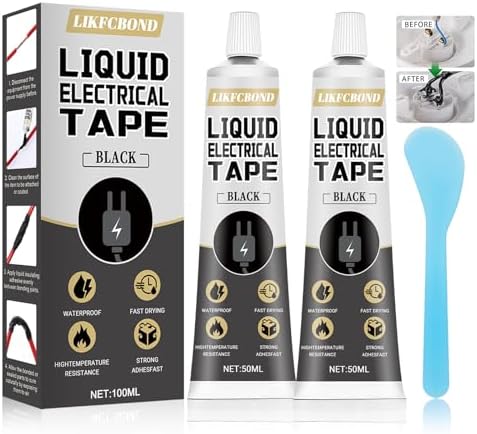 Liquid Electrical Tape Set, 100ml Insulating Wire Glue (Black) | Liquid Rubber, Waterproof Wire Adhesive Kit for Cable, Plug, Equipment, Cord