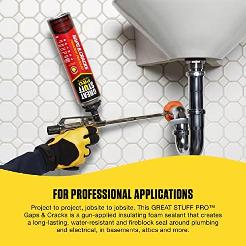 Great Stuff PRO Gaps & Cracks | Gun-Applied Insulating Foam Sealant, 24 oz. – Cream (12 Pack), 341557