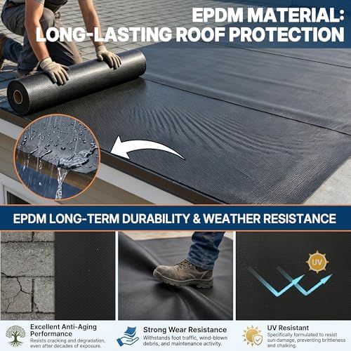 45mil EPDM Rubber Roofing Materials 6.6ft X 26.2ft RV Rubber Roof