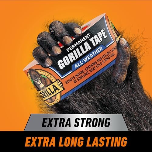 Gorilla All Weather Duct Tape, Black, 1.88" x 25 yd (Pack of 25) - UV and Temperature Resistant Waterproof Tape for Outdoor Repairs