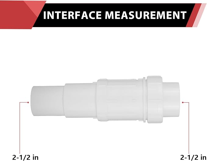 (Pack of 1) EFIELD 2-1/2 Inch PVC Expansion Repair Coupling for Broken or Cracked Pipe, Schedule 40, White,(PVC034)