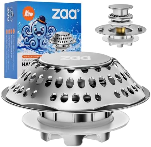 zaa 2 in 1 Bathtub Drain Stopper & Hair Catcher Pop-Up Plug