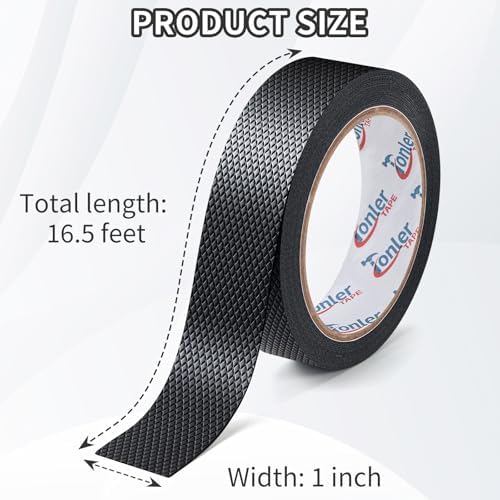 Ultra-Thin Black Anti-Slip Rubber Grip Tape 1" x 16.5FT Strong Adhesive | Ultra-thin textured non-slip pad for handles, waterproof heat resistant, firm adhesion, easy to cut and apply