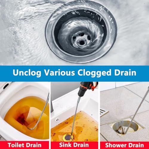 Metal Drain Snake, Spring Drain Clog Remover,1 Pcs 118.1 Inch