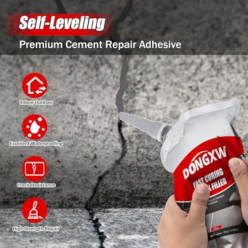 Concrete Crack Filler, Quick-Drying Waterproof Cement Crack Repair Sealant, High Elasticity Sealing Adhesive for Concrete, Weather-Resistant Caulking Glue for Joint, Outdoor(4 pcs)
