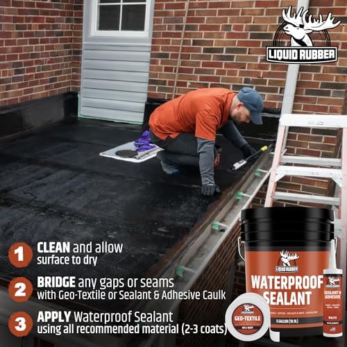 Liquid Rubber Waterproof Sealant - Roof & Gutter Coating, Black, 5 Gallon