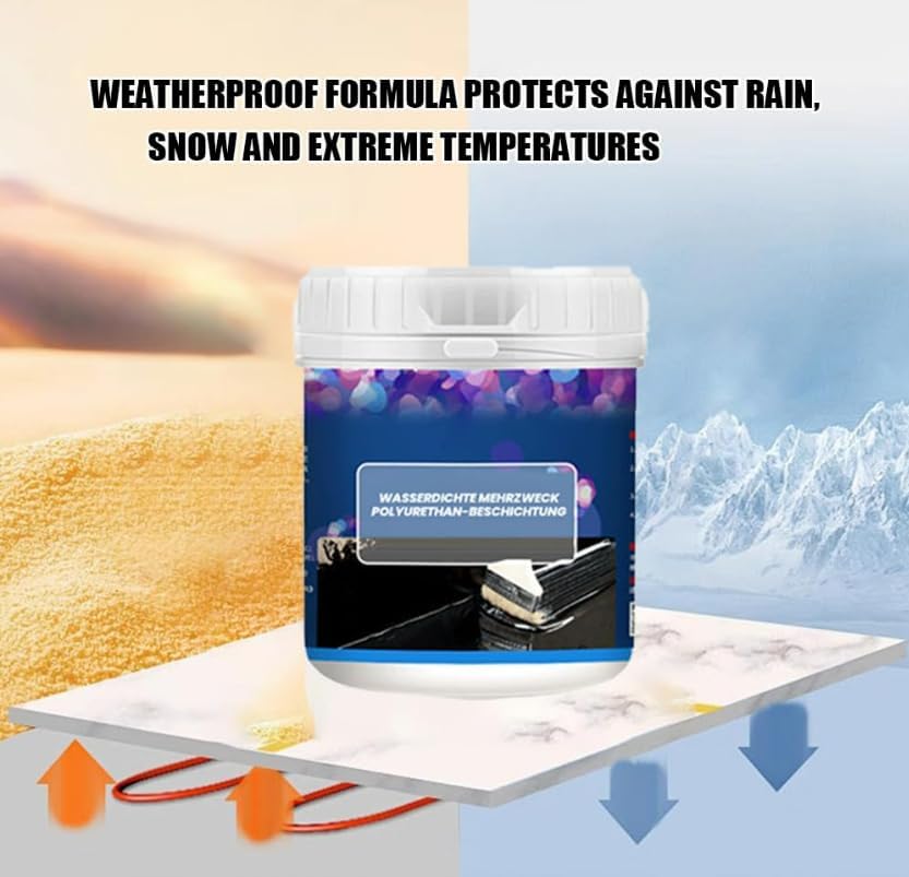 Waterproof Multi-Purpose Polyurethane Coating, Water Based Polyurethanes, Transparent Waterproof Coating Agent,Anti-Leakage Repairing Adhesive for Concrete, Wood, Outdoor, Roof, Walls, Garden (Black)
