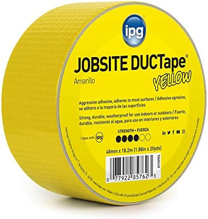 IPG JobSite DUCTape, Colored Duct Tape, 1.88" x 20 yd, Yellow (Single Roll)