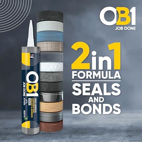 OB1 Universal Caulk Sealant & Adhesive White 10.1oz | Professional Grade Premium All-in-One Advanced Hybrid 2-in1 | Water Resistant Internal & External | Shrink Crack UV & Fade Resistant | 1 Cartridge